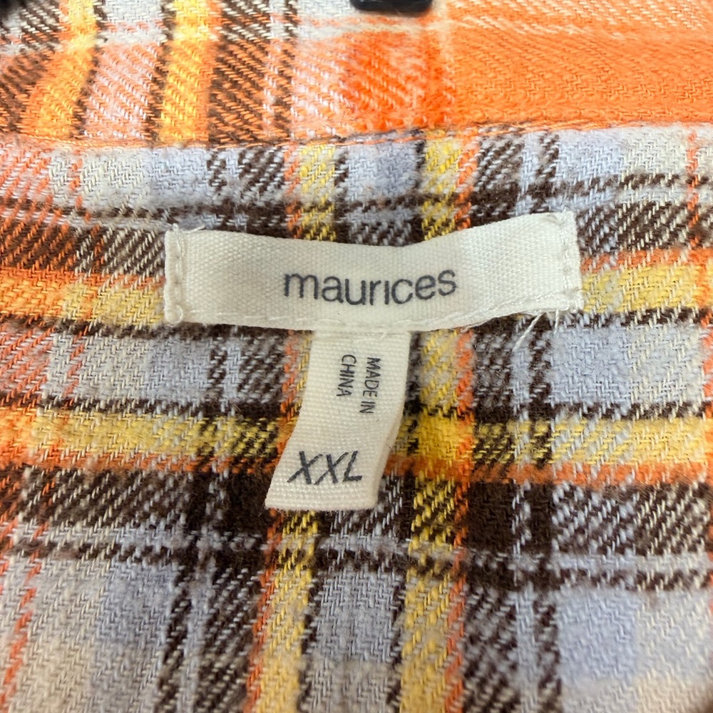 Maurices Vibrant Orange Plaid Shirt - Picture 6 of 7